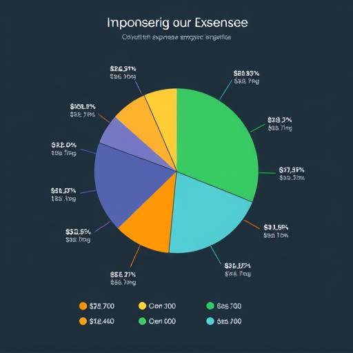 Chart showing distribution of expenses into categories such as food, transportation, communication, and entertainment.